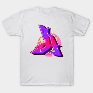 Letter A - Graffiti Street Art Style Purple A T-Shirt